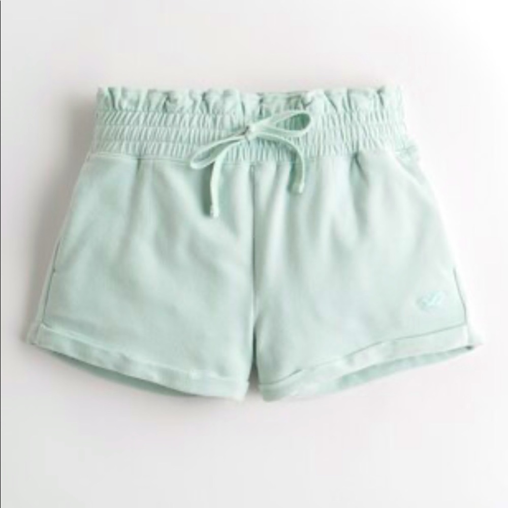 Hollister High-Rise Terry Paper Bag Shorts - Mint XS